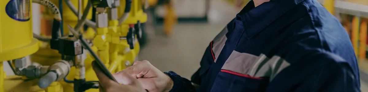 Periyodik kontrol sırasında ekipman üzerinde ölçüm yapan uzman